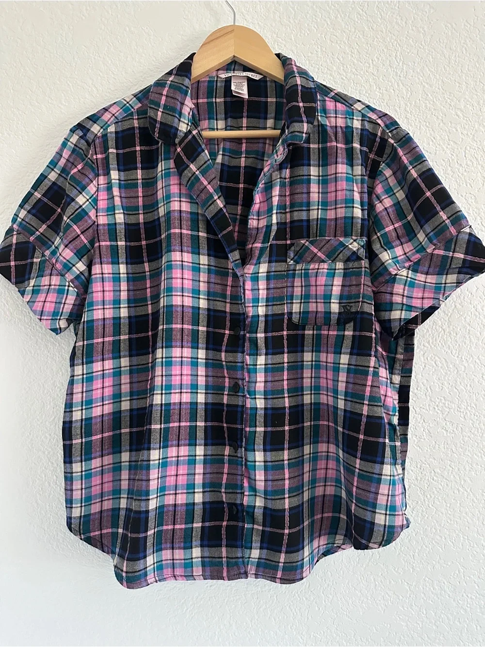 Victoria's Secret - Matching Set -Plaid Pajamas in Navy, Pink & Teal - Size M